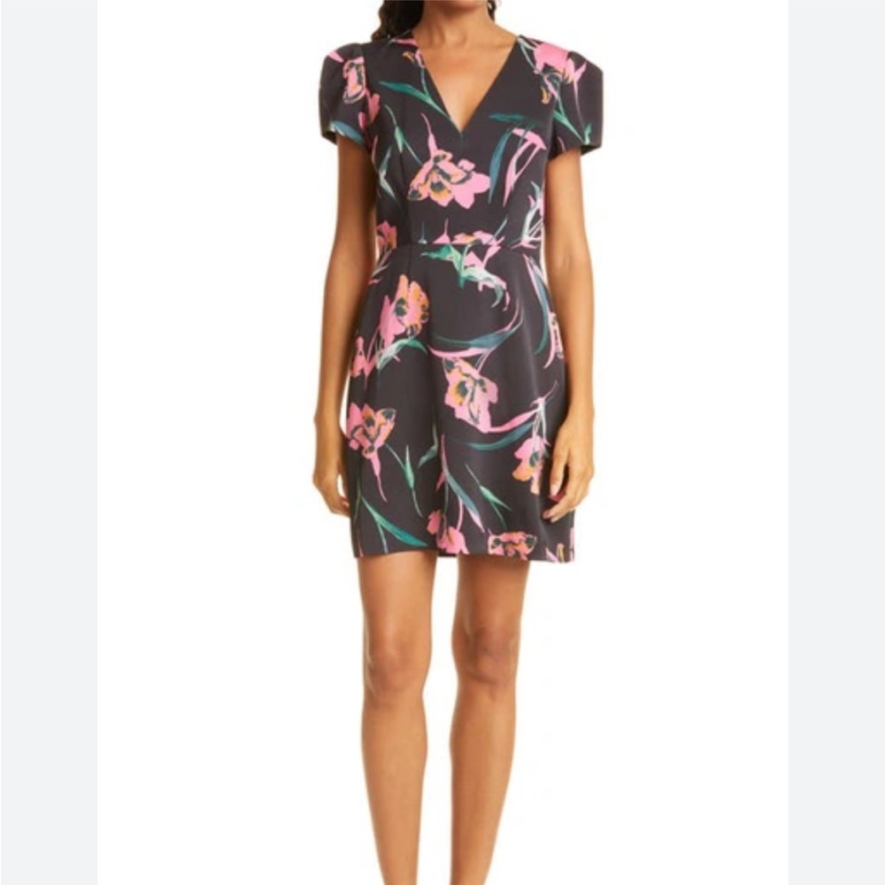 Milly Atalie Floating Botanica Dress Black Pink 2